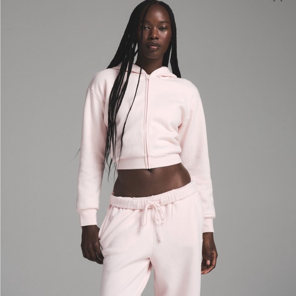 SKIMS Cotton Fleece Shrunken Zip Up Hoodie